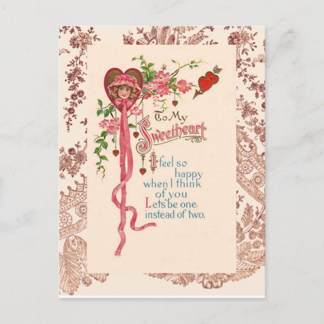 Vintage Valentine Poem Holiday Postcard (Front)