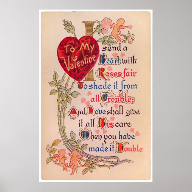 Vintage Valentine Poem Poster (Front)
