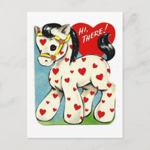 Vintage Valentine Pony Holiday Postcard