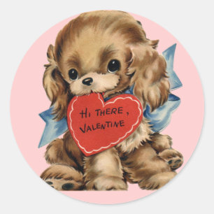 Vintage Valentine Puppy Stickers