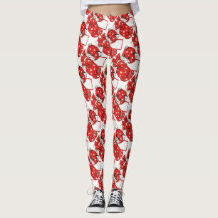Vintage Valentine Red Cat White Hearts Cute Love Leggings