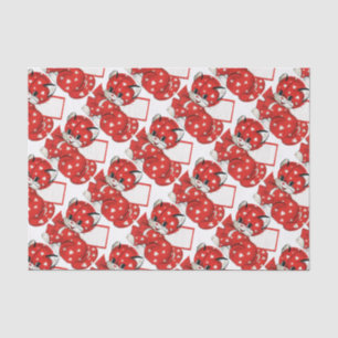 Vintage Valentine Red Cat White Hearts Retro Love Tissue Paper