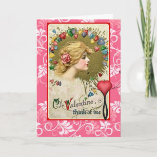 Vintage Valentine Red  Schmucker carry your heart Holiday Card