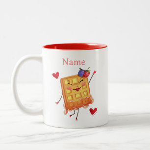 Vintage Valentine Retro Waffle Character Two-Tone Coffee Mug