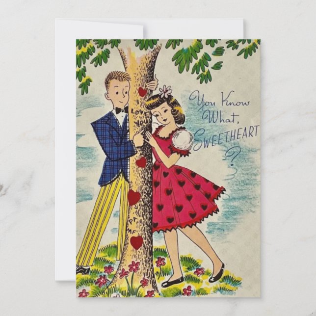 Vintage Valentine’s Day Sweetheart Couple Holiday Card (Front)
