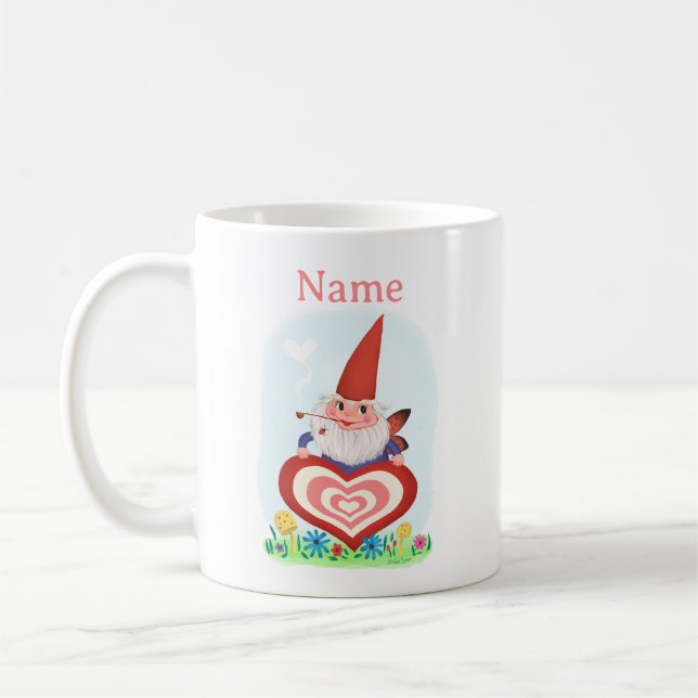 Vintage Valentine Spring Fairy Gnome Mug (Left)