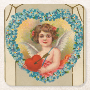 Vintage Valentine, Stecher Litho Company, ca. 1910 Square Paper Coaster