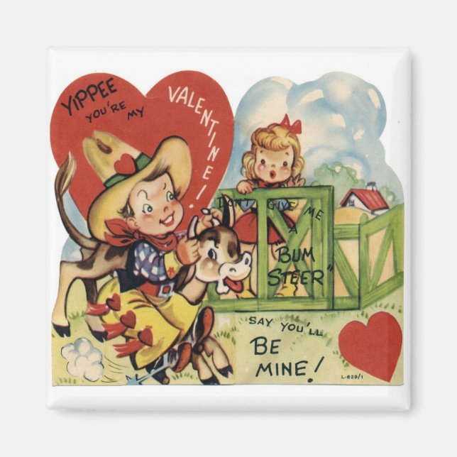 Vintage Valentine Steer Magnet (Front)
