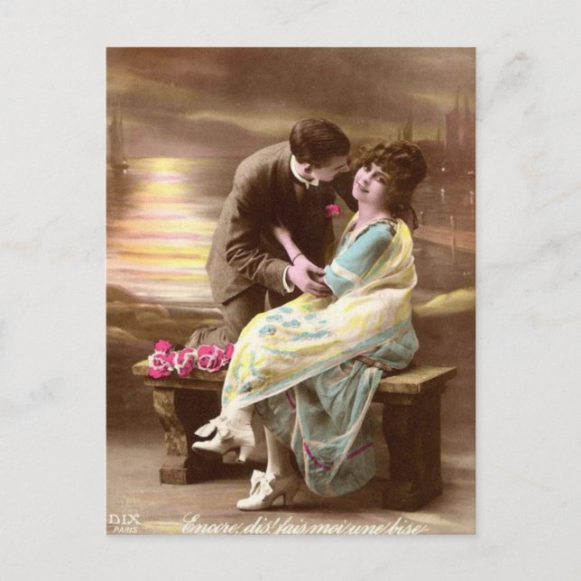 Vintage Valentine Sunset Holiday Postcard (Front)