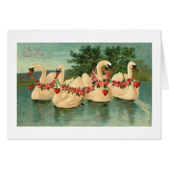 Vintage Valentine Swans Card