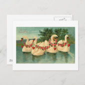 Vintage Valentine Swans Holiday Postcard (Front/Back)
