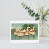 Vintage Valentine Swans Holiday Postcard (Standing Front)