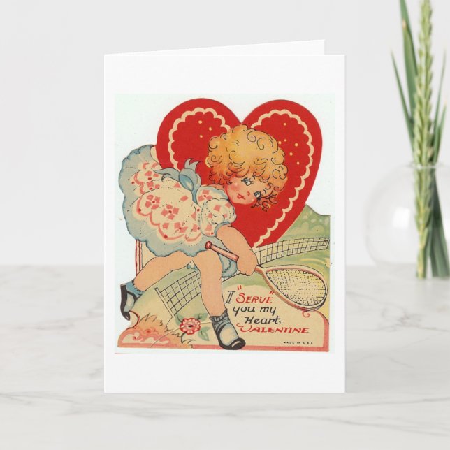 Vintage Valentine Tennis Holiday Card (Front)