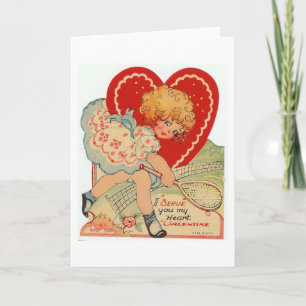Vintage Valentine Tennis Holiday Card