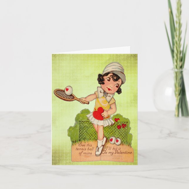 Vintage Valentine Tennis Sweetheart Holiday Card (Front)