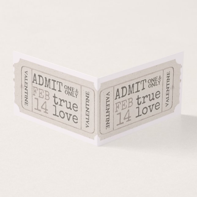 Vintage Valentine Ticket True Love Admit One Mini  (Outside)