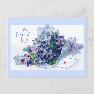 Vintage Valentine Violets and Greeting Holiday Postcard