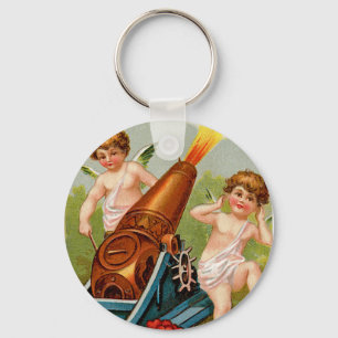 Vintage Valentine with Heart Cannon Key Ring