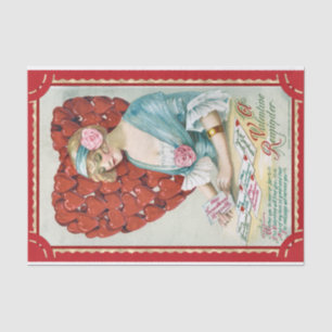 Vintage Valentine Young Woman with Love Letters Tissue Paper