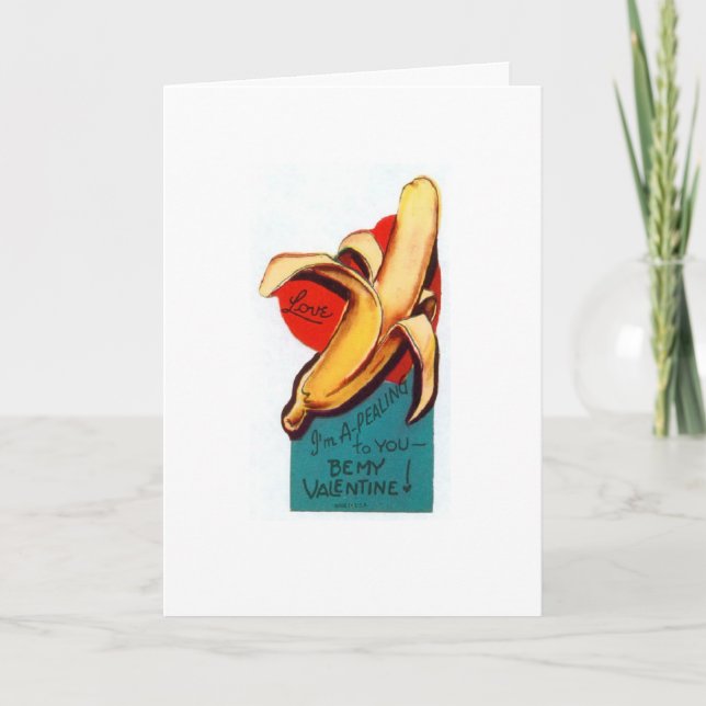 Vintage Valentine - You're Driving Me Bananas, Holiday Card (Front)