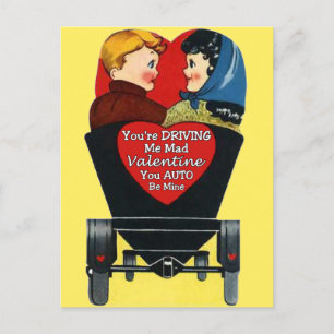 Vintage Valentine, You're Driving Me Mad Valentine Postcard