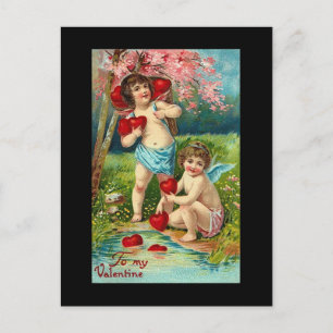 Vintage Valentine's Cherubs Holiday Postcard