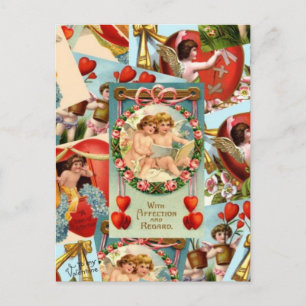 Vintage Valentines collage Holiday Postcard