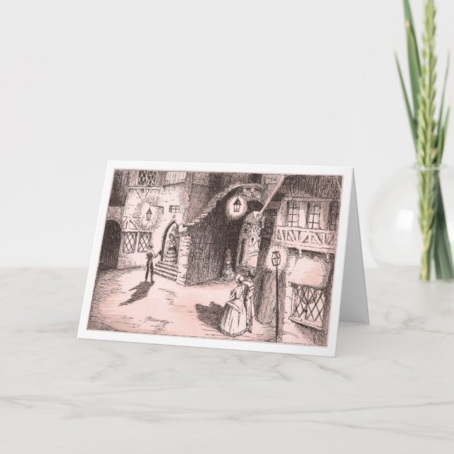 Vintage Valentine's Continental 1850's Date Night Holiday Card (Front)