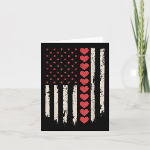 Vintage Valentines Day American Flag Hearts Mens B Card