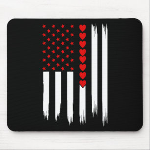 Vintage Valentines Day American Flag Hearts Mens B Mouse Mat