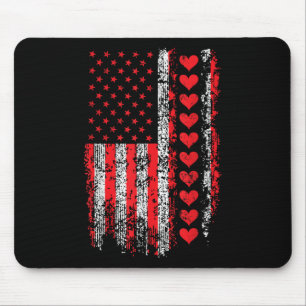 Vintage Valentines Day American Flag Hearts Mens B Mouse Mat