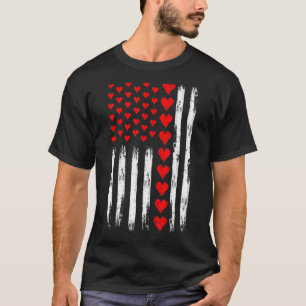 Vintage Valentines Day American Flag Hearts Mens B T-Shirt