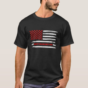 Vintage Valentines Day American Flag Hearts Mens B T-Shirt