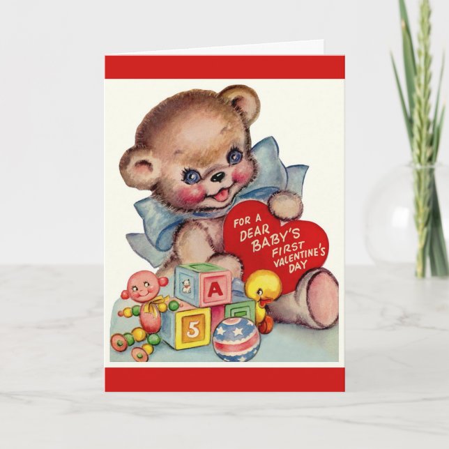 Vintage Valentine's Day | Baby's 1st Valentine Holiday Card (Front)
