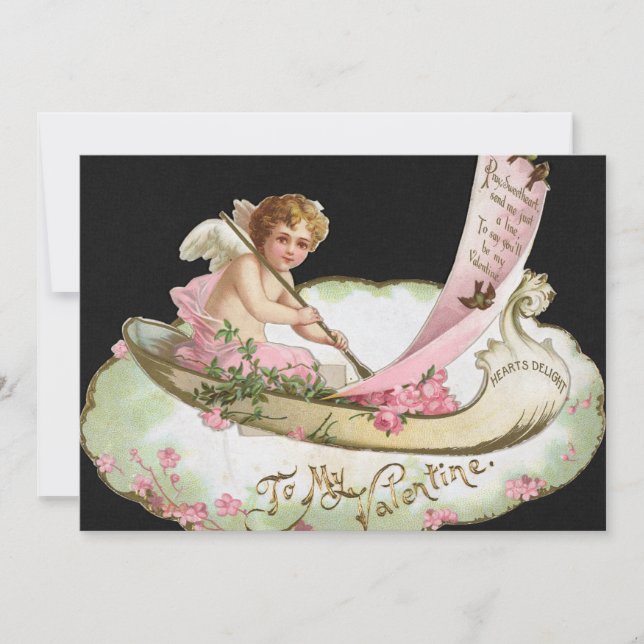 Vintage Valentine's Day Card Invitation Angel (Front)