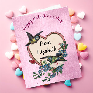 Vintage Valentines Day Card Pink Hearts Custom