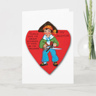 Vintage Valentine's Day Card with Pirate