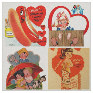vintage valentines day cards retro red fabric