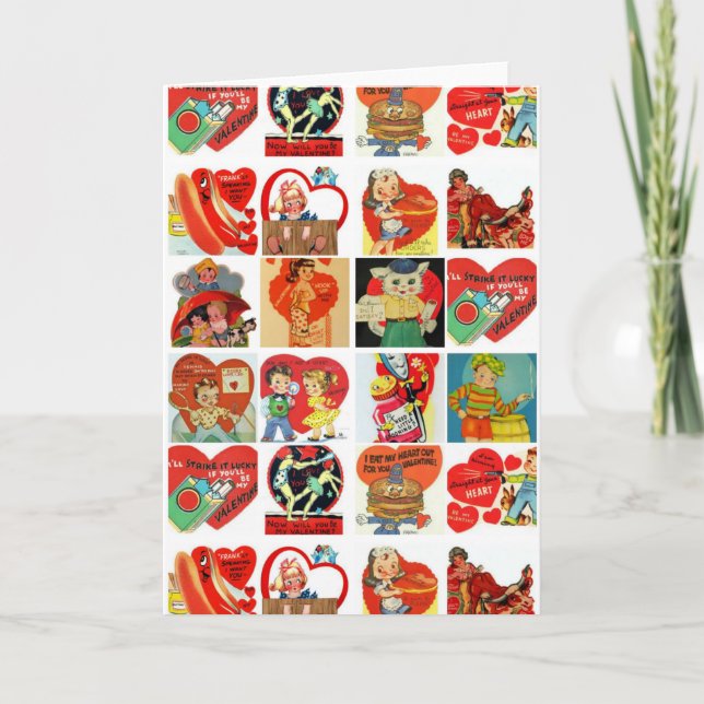 vintage valentines day cards retro red white (Front)