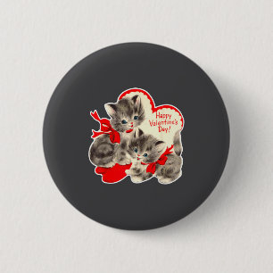 Vintage Valentine's Day Cat Kitten Kitty Retro Val 6 Cm Round Badge