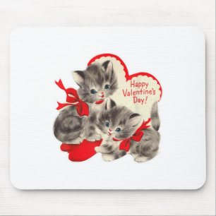 Vintage Valentines Day Cat Kitten Kitty Retro Vale Mouse Mat