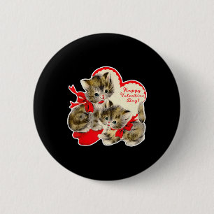 Vintage Valentine's Day Cat Kitty Kitten Retro Val 6 Cm Round Badge