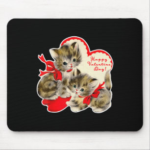 Vintage Valentine's Day Cat Kitty Kitten Retro Val Mouse Mat