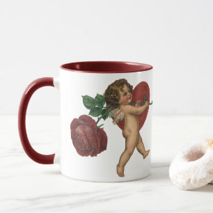 Vintage Valentine's Day Cherub and Victorian Rose Mug