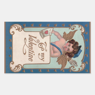 Vintage Valentine's Day, Cherub with Love Letters Rectangular Sticker