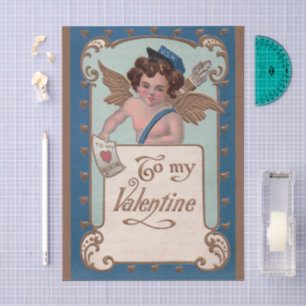 Vintage Valentine's Day, Cherub with Love Letters Tissue Paper