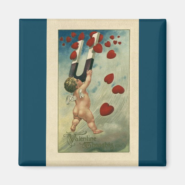 Vintage Valentine's Day, Cherub with Magnet Hearts (Front)