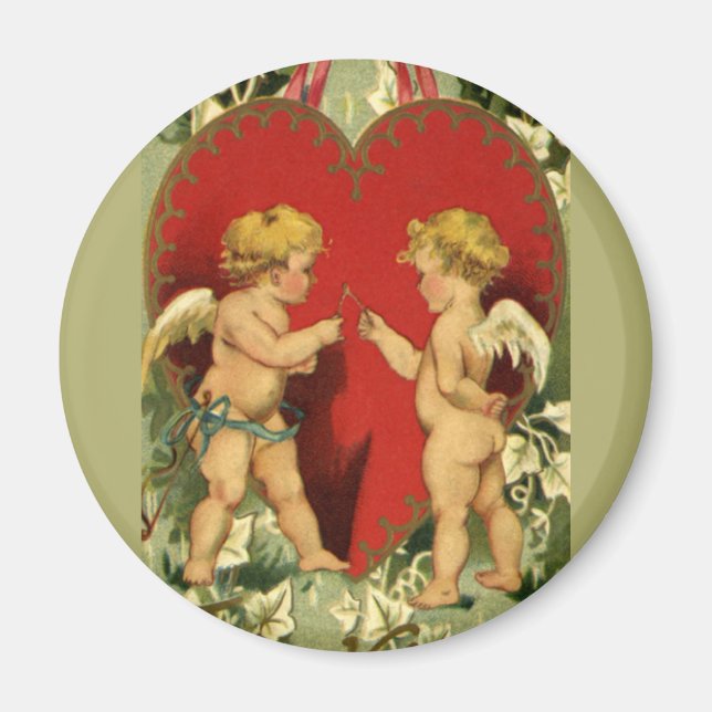 Vintage Valentine's Day, Cherubs Make a Wish Magnet (Front)