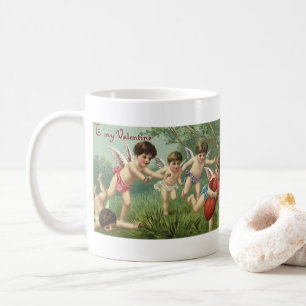 Vintage Valentine's Day Cherubs with Love Hearts Coffee Mug