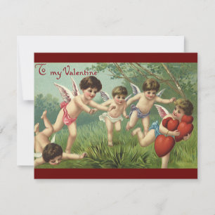 Vintage Valentine's Day Cherubs with Love Hearts Holiday Card